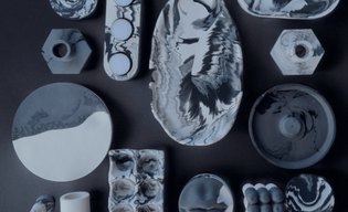 Peas de Jesmonite com a tecnica marble